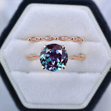 Load image into Gallery viewer, 2 Carat Alexandrite Engagement Eternity Gold Rings Set