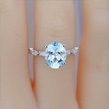 Load image into Gallery viewer, 3 Carat Oval Shaped Giliarto Genuine Natural Aquamarine White Gold Engagement Ring