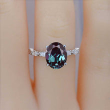 Load image into Gallery viewer, 3 Carat Oval Shaped Alexandrite White Gold Engagement Ring