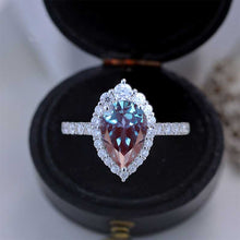 Load image into Gallery viewer, Luxury 3 Carat Pear Cut Halo Alexandrite 14K Solid White Gold