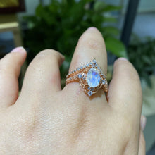 Load image into Gallery viewer, Oval  Moonstone Ring- Two Ring Set