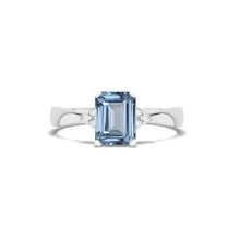 Load image into Gallery viewer, 3.5 Carat Genuine Aquamarine Emerald Cut Engagement Gold Ring.