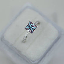Load image into Gallery viewer, 1.5 Carat Princess Cut Alexandrite Engagement Gold Ring