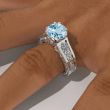 Load image into Gallery viewer, 2.0 Carat Genuine Aquamarine Accented Classic Engagement Ring