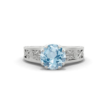 Load image into Gallery viewer, 2.0 Carat Genuine Aquamarine Accented Classic Engagement Ring