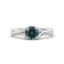 Load image into Gallery viewer, 1 Carat Teal Sapphire Gold Engagement Promissory Ring