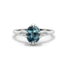 Load image into Gallery viewer, Oval Teal Sapphire 14K White Gold Engagement Promissory Ring
