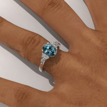 Load image into Gallery viewer, 3 Carat Oval Teal Sapphire Engagement Ring