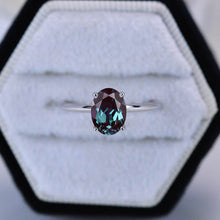 Load image into Gallery viewer, 3 Carat Oval Alexandrite 14K White Gold Engagement Promissory Ring