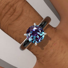 Load image into Gallery viewer, 1 Carat Alexandrite Gold Black Enamel Engagement Promissory Ring