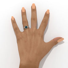 Load image into Gallery viewer, 2 Carat Three Stone Teal Sapphire White Gold Engagement  Ring