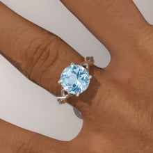 Load image into Gallery viewer, 1.0 Carat Genuine Aquamarine Lattice White Gold Engagement Ring