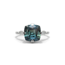 Load image into Gallery viewer, 3 Carat Teal Sapphire Center Stone White Gold Ring