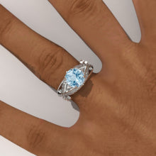 Load image into Gallery viewer, 2.0 Carat Genuine Aquamarine Accented Classic Engagement Ring