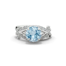Load image into Gallery viewer, 2.0 Carat Genuine Aquamarine Accented Classic Engagement Ring
