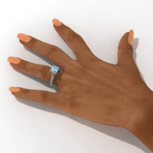 Load image into Gallery viewer, 2.0 Carat Genuine Aquamarine Accented Classic Engagement Ring