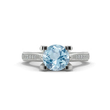 Load image into Gallery viewer, 2.0 Carat Genuine Aquamarine Accented Classic Engagement Ring