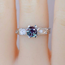Load image into Gallery viewer, Celtic ''Queen of the North'' Alexandrite Engagement Ring 14K White Gold