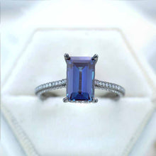 Load image into Gallery viewer, 4ct Emerald Cut Alexandrite Black Gold Engagement Ring