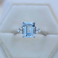 Load image into Gallery viewer, 5 Ct Emerald Shape Step Cut Aquamarine ring, Aquamarine solitaire ring, 5 Carat Natural Aquamarine Ring, Genuine Aquamarine Vintage Ring