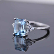 Load image into Gallery viewer, 5 Ct Emerald Shape Step Cut Aquamarine ring, Aquamarine solitaire ring, 5 Carat Natural Aquamarine Ring, Genuine Aquamarine Vintage Ring