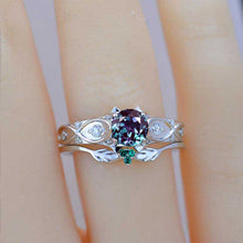 Load image into Gallery viewer, 14K White Gold Alexandrite Celtic Engagement Ring Set