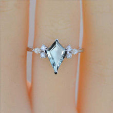 Load image into Gallery viewer, 2.5 Carat Kite Genuine Natural Aquamarine Engagement Ring. 2.5CT Fancy Shape Genuine Natural Aquamarine Ring