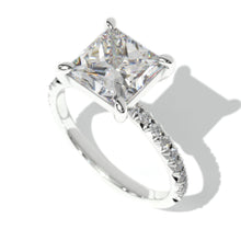 Load image into Gallery viewer, 3.2 Carat Giliarto Moissanite Princess Cut Engagement Gold Ring.