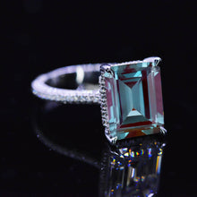 Load image into Gallery viewer, 5 Carat Giliarto Emerald Cut Alexandrite Hidden Halo Engagement White Gold Ring