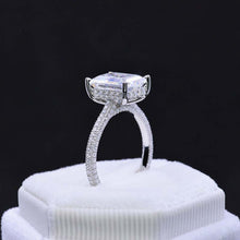 Load image into Gallery viewer, 5 Carat Giliarto Emerald Cut Alexandrite Hidden Halo Engagement White Gold Ring