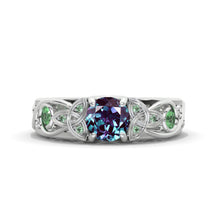 Load image into Gallery viewer, Alexandrite Celtic Engagement Ring 14K White Gold