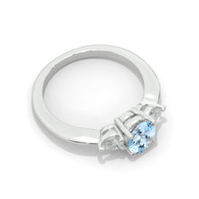 Load image into Gallery viewer, 1 Carat Oval Three Stone Genuine Aquamarine 14K Gold Engagement Promissory Ring