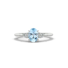 Load image into Gallery viewer, 1 Carat Oval Three Stone Genuine Aquamarine 14K Gold Engagement Promissory Ring