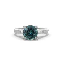Load image into Gallery viewer, 2.0 Carat Teal Sapphire Accented Classic Engagement Ring