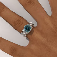 Load image into Gallery viewer, 2.0 Carat Teal Sapphire Accented Classic Engagement Ring