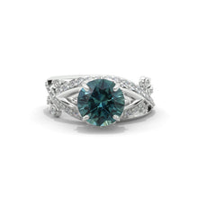 Load image into Gallery viewer, 2.0 Carat Teal Sapphire Accented Classic Engagement Ring