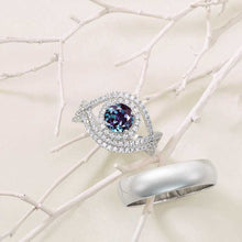 Load image into Gallery viewer, 1.0 Carat Alexandrite Halo Engagement Ring  14K White Gold Ring Set