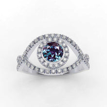 Load image into Gallery viewer, 1.0 Carat Alexandrite Halo Engagement Ring I 14K White Gold-66 Accent Stones