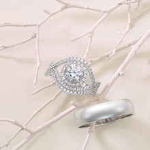 Load image into Gallery viewer, 14K White Gold round moissanite engagement rings-66 Accent Stones-0.3 CTW