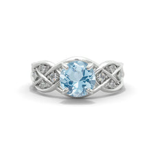 Load image into Gallery viewer, 2.0 Carat Genuine Aquamarine Accented Lattice Engagement Ring