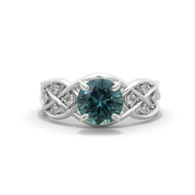 Load image into Gallery viewer, 2.0 Carat Teal Sapphire Accented Lattice Engagement Ring