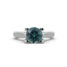 Load image into Gallery viewer, 2.0 Carat Teal Sapphire Accented Classic Engagement Ring