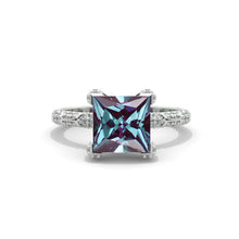 Load image into Gallery viewer, 2.5 Carat Princess Cut Alexandrite White Gold Giliarto Engagement Ring