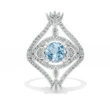 Load image into Gallery viewer, 14K White Gold 1.7 Carat Genuine Aquamarine Halo Vintage Engagement Ring