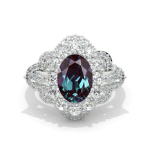 Load image into Gallery viewer, 3 Carat Alexandrite Oval Cut Halo White Gold Engagement  Ring