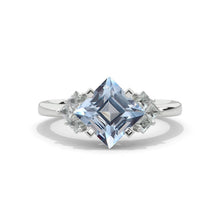Load image into Gallery viewer, 2 Carat Princess Cut Genuine Aquamarine White Gold Halo Engagement Ring