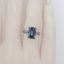 Load image into Gallery viewer, 4ct Emerald Cut Alexandrite Black Gold Engagement Ring