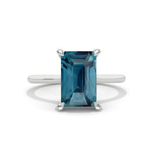Load image into Gallery viewer, 5 Carat Emerald Step Cut Teal Sapphire Hidden Halo Engagement Ring