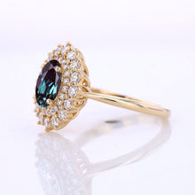 Load image into Gallery viewer, 14K White Gold 3.2 CTW Oval Alexandrite Double Halo Engagement Ring