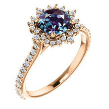Load image into Gallery viewer, 14K Gold Forever One Round 1/3 CTW Alexandrite Engagement Ring
